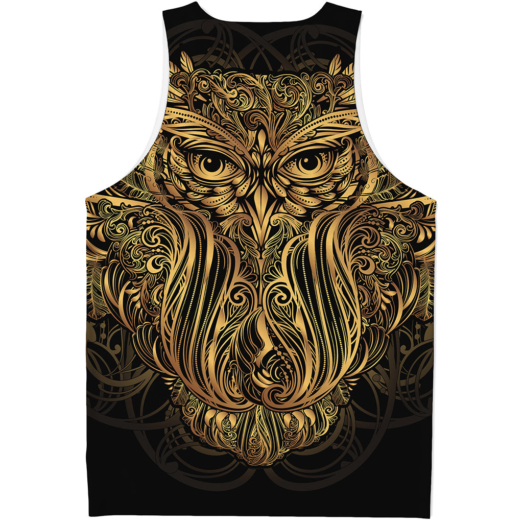 Gold Owl Spirit Print Men's Tank Top