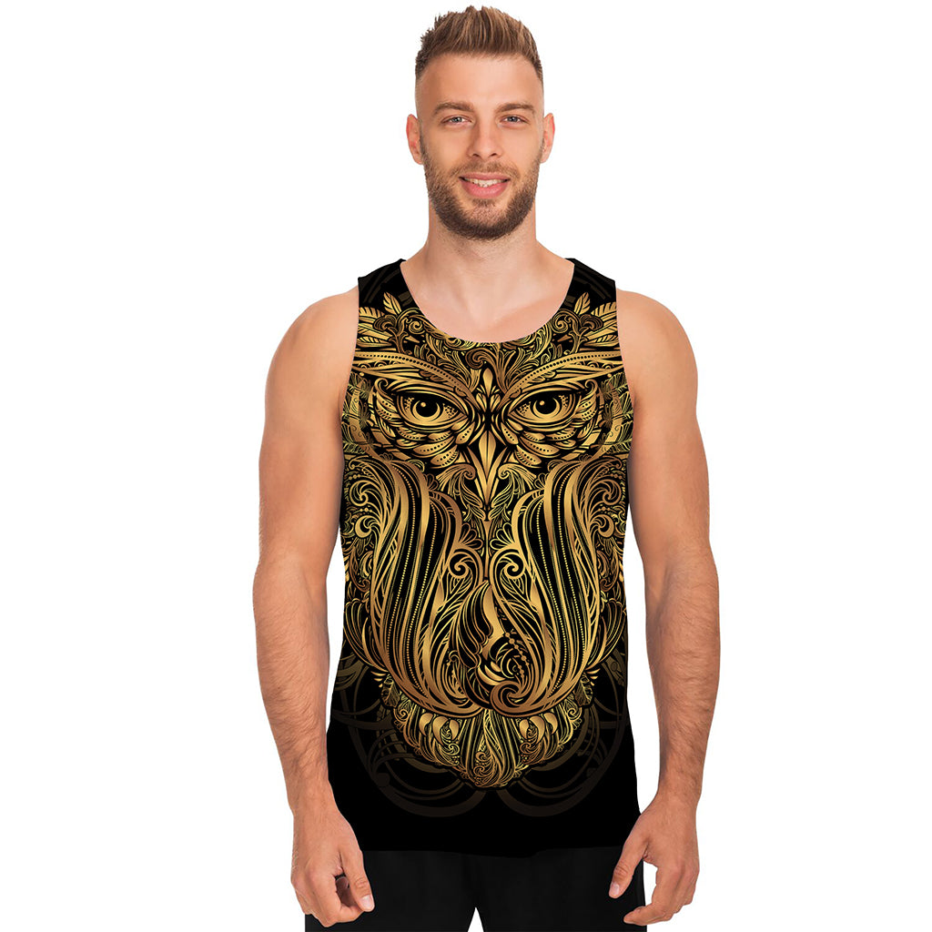 Gold Owl Spirit Print Men's Tank Top