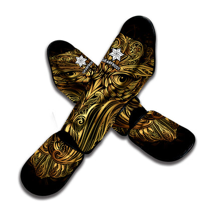 Gold Owl Spirit Print Muay Thai Shin Guard