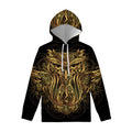 Gold Owl Spirit Print Pullover Hoodie