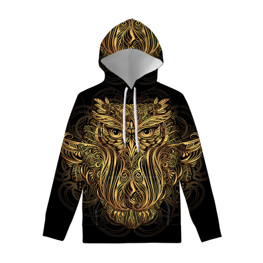 Gold Owl Spirit Print Pullover Hoodie