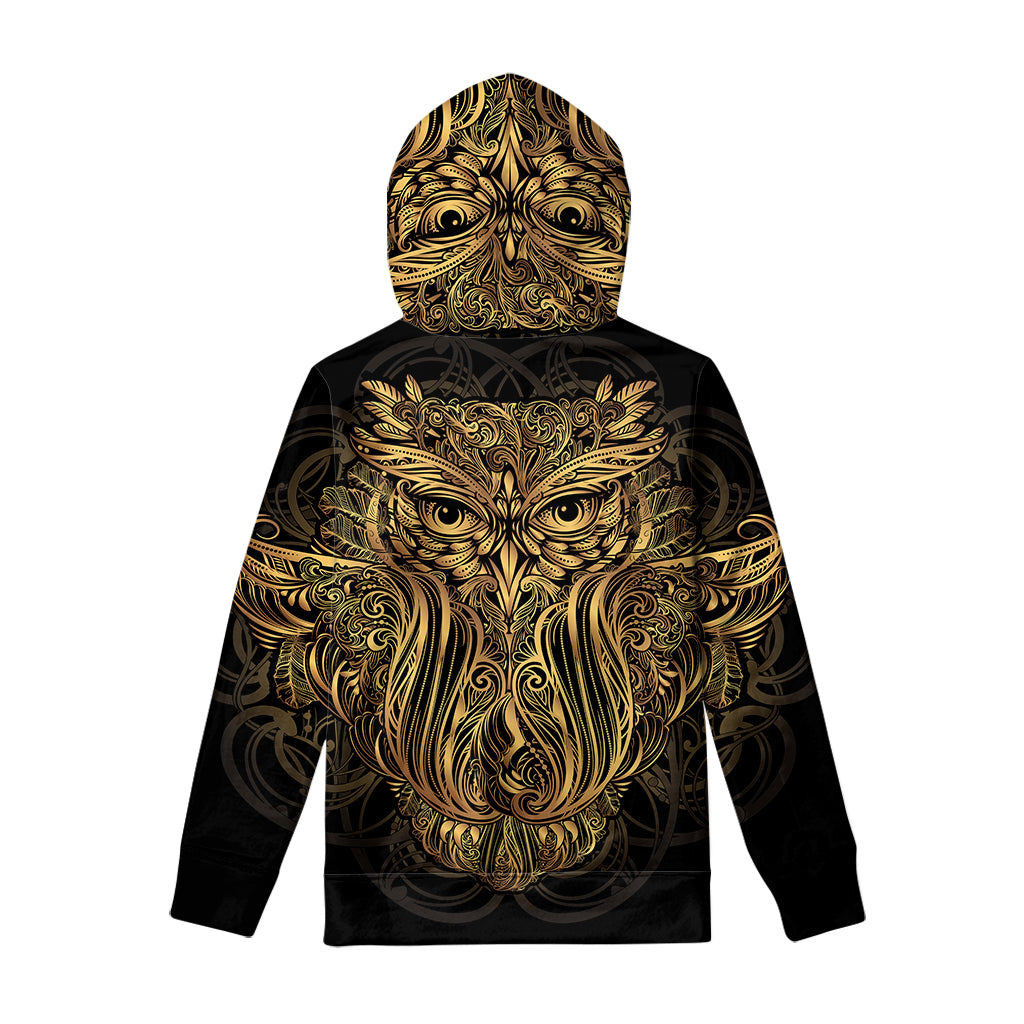 Gold Owl Spirit Print Pullover Hoodie