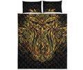 Gold Owl Spirit Print Quilt Bed Set