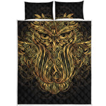 Gold Owl Spirit Print Quilt Bed Set