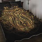 Gold Owl Spirit Print Quilt Bed Set