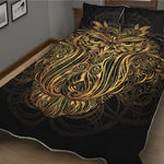 Gold Owl Spirit Print Quilt Bed Set
