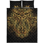 Gold Owl Spirit Print Quilt Bed Set