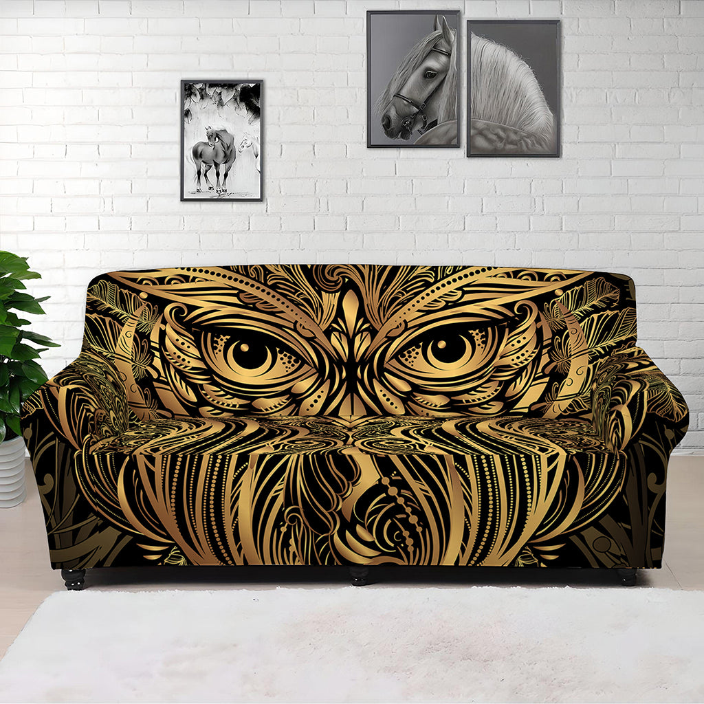 Gold Owl Spirit Print Sofa Cover