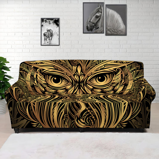 Gold Owl Spirit Print Sofa Cover