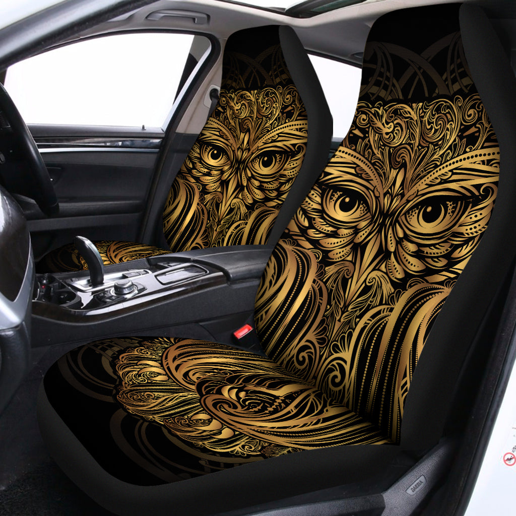 Gold Owl Spirit Print Universal Fit Car Seat Covers