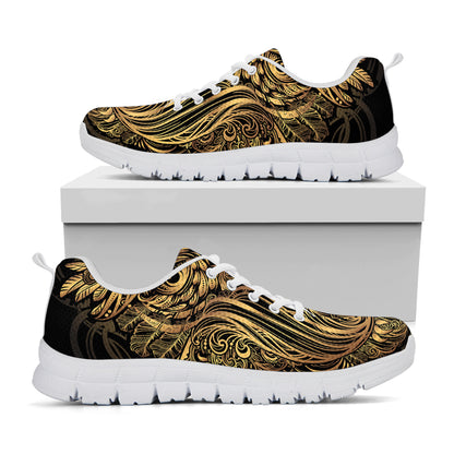 Gold Owl Spirit Print White Sneakers