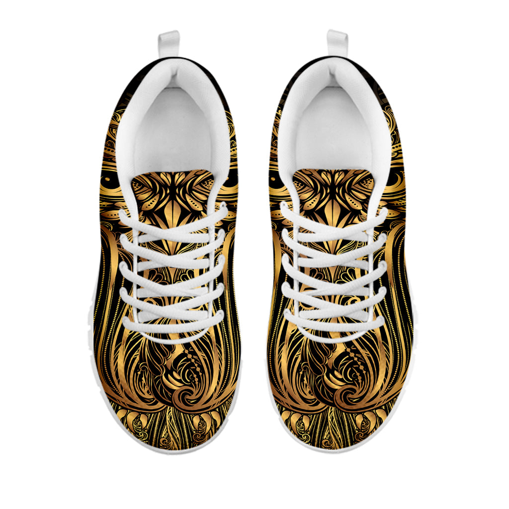 Gold Owl Spirit Print White Sneakers