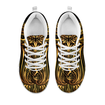 Gold Owl Spirit Print White Sneakers