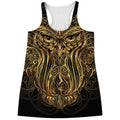 Gold Owl Spirit Print Women's Racerback Tank Top