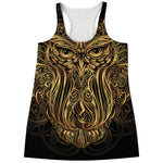 Gold Owl Spirit Print Women's Racerback Tank Top