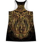 Gold Owl Spirit Print Women's Racerback Tank Top