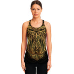 Gold Owl Spirit Print Women's Racerback Tank Top