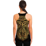 Gold Owl Spirit Print Women's Racerback Tank Top