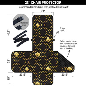 Gold Playing Card Suits Pattern Print Armchair Protector