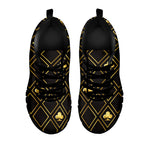 Gold Playing Card Suits Pattern Print Black Sneakers