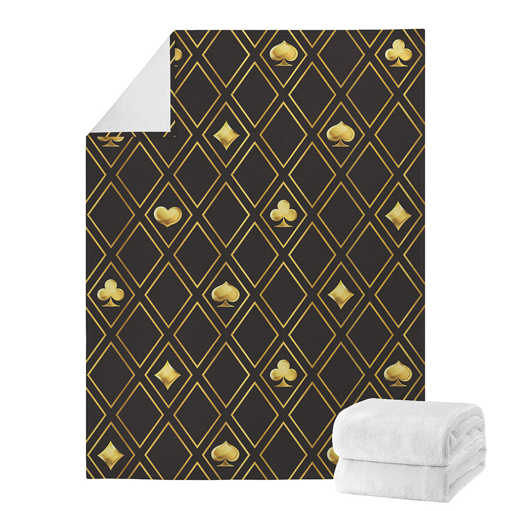 Gold Playing Card Suits Pattern Print Blanket