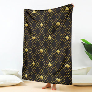 Gold Playing Card Suits Pattern Print Blanket