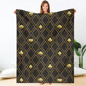 Gold Playing Card Suits Pattern Print Blanket