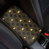 Gold Playing Card Suits Pattern Print Car Center Console Cover