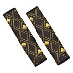 Gold Playing Card Suits Pattern Print Car Seat Belt Covers