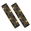 Gold Playing Card Suits Pattern Print Car Seat Belt Covers