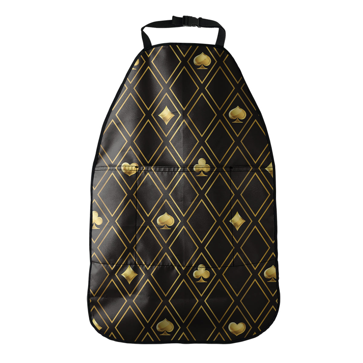 Gold Playing Card Suits Pattern Print Car Seat Organizers