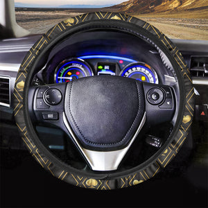 Gold Playing Card Suits Pattern Print Car Steering Wheel Cover