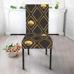 Gold Playing Card Suits Pattern Print Dining Chair Slipcover