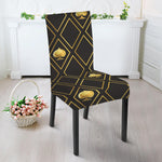 Gold Playing Card Suits Pattern Print Dining Chair Slipcover