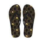 Gold Playing Card Suits Pattern Print Flip Flops