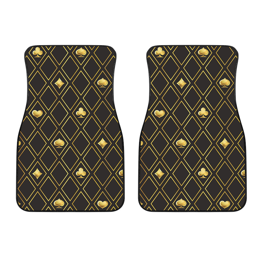 Gold Playing Card Suits Pattern Print Front Car Floor Mats