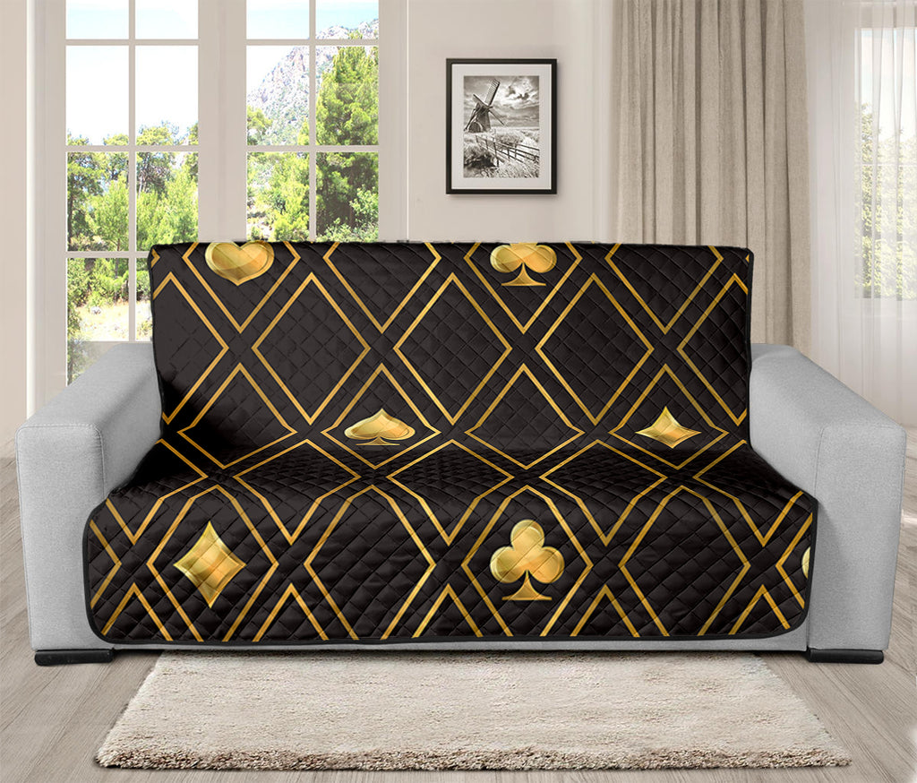 Gold Playing Card Suits Pattern Print Futon Protector