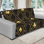 Gold Playing Card Suits Pattern Print Futon Protector