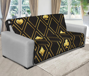 Gold Playing Card Suits Pattern Print Futon Protector