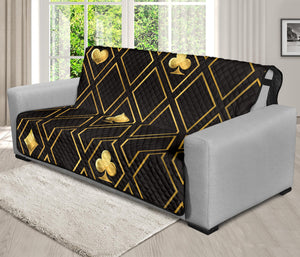 Gold Playing Card Suits Pattern Print Futon Protector