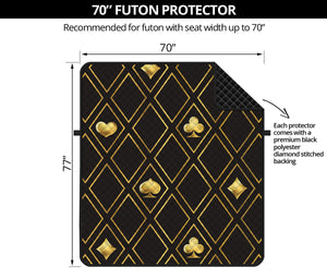 Gold Playing Card Suits Pattern Print Futon Protector