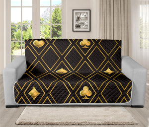 Gold Playing Card Suits Pattern Print Futon Protector