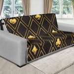 Gold Playing Card Suits Pattern Print Futon Protector