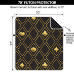 Gold Playing Card Suits Pattern Print Futon Protector