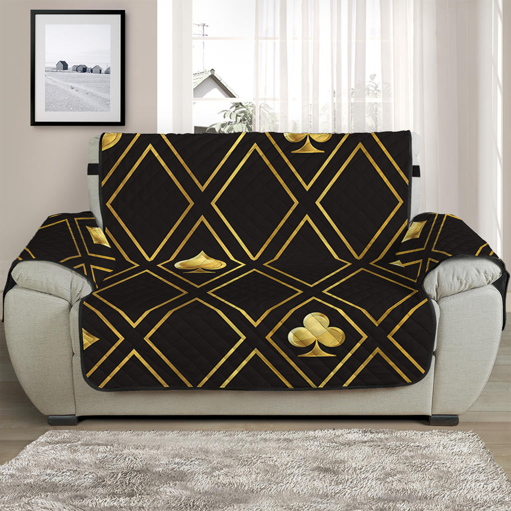 Gold Playing Card Suits Pattern Print Half Sofa Protector