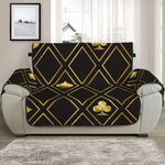 Gold Playing Card Suits Pattern Print Half Sofa Protector