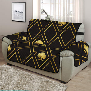 Gold Playing Card Suits Pattern Print Half Sofa Protector