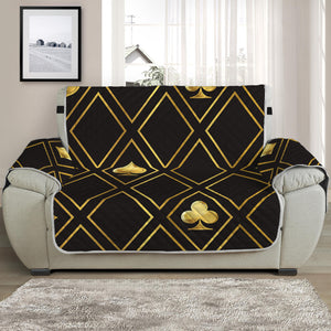 Gold Playing Card Suits Pattern Print Half Sofa Protector