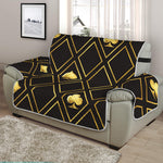 Gold Playing Card Suits Pattern Print Half Sofa Protector