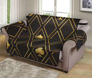 Gold Playing Card Suits Pattern Print Loveseat Protector